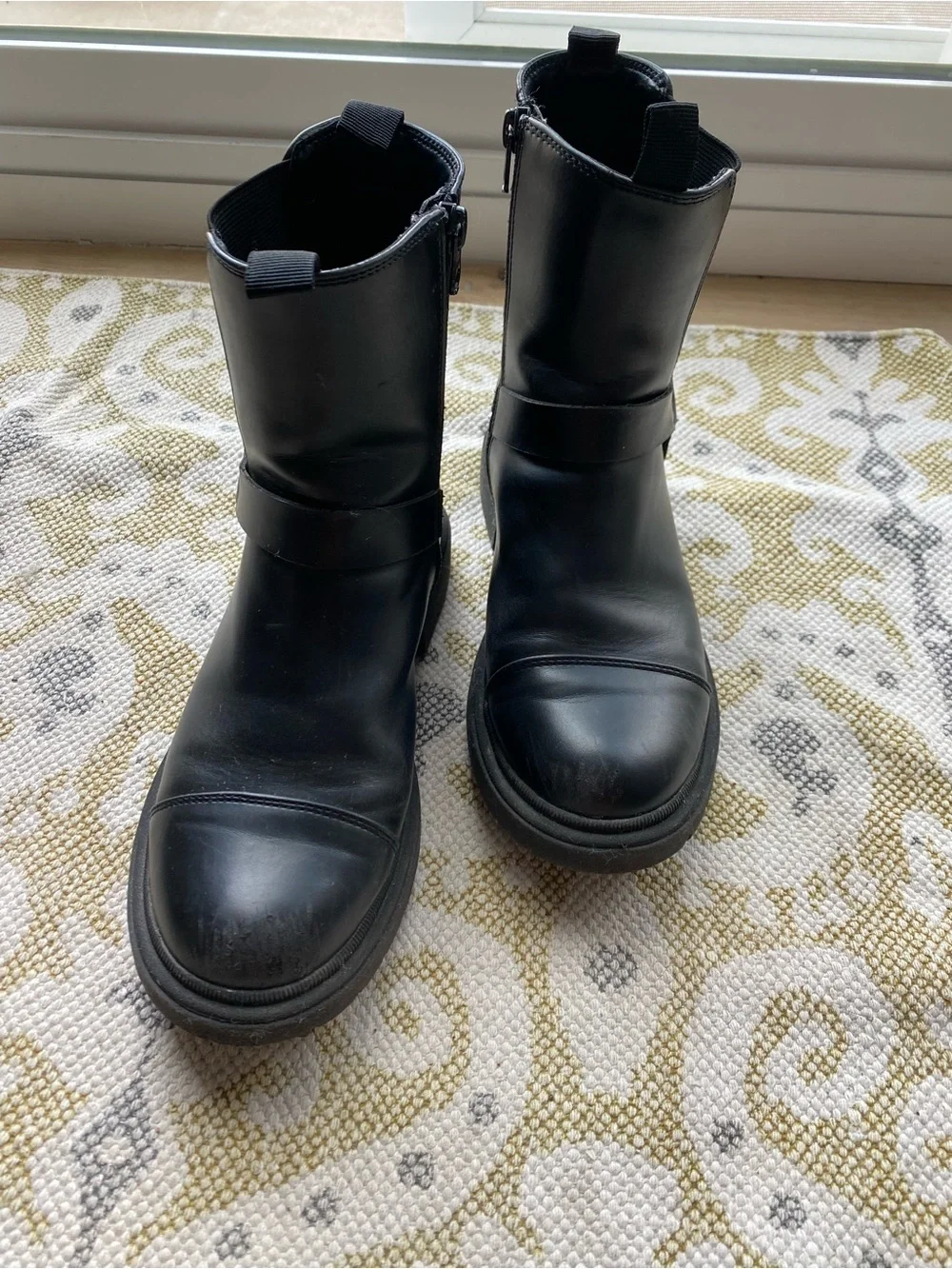 Art Class Kids Black Ring Harness Chunky Zippered Ankle Boots
